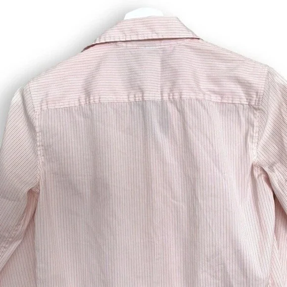 Theory Shirt Button Down Long Sleeve Orange White Stripe - Picture 6 of 9